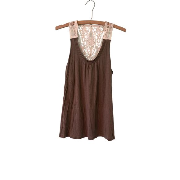 Women’s Small Taupe Sleeveless Top With Crotchet Lace Back - Picture 1 of 4